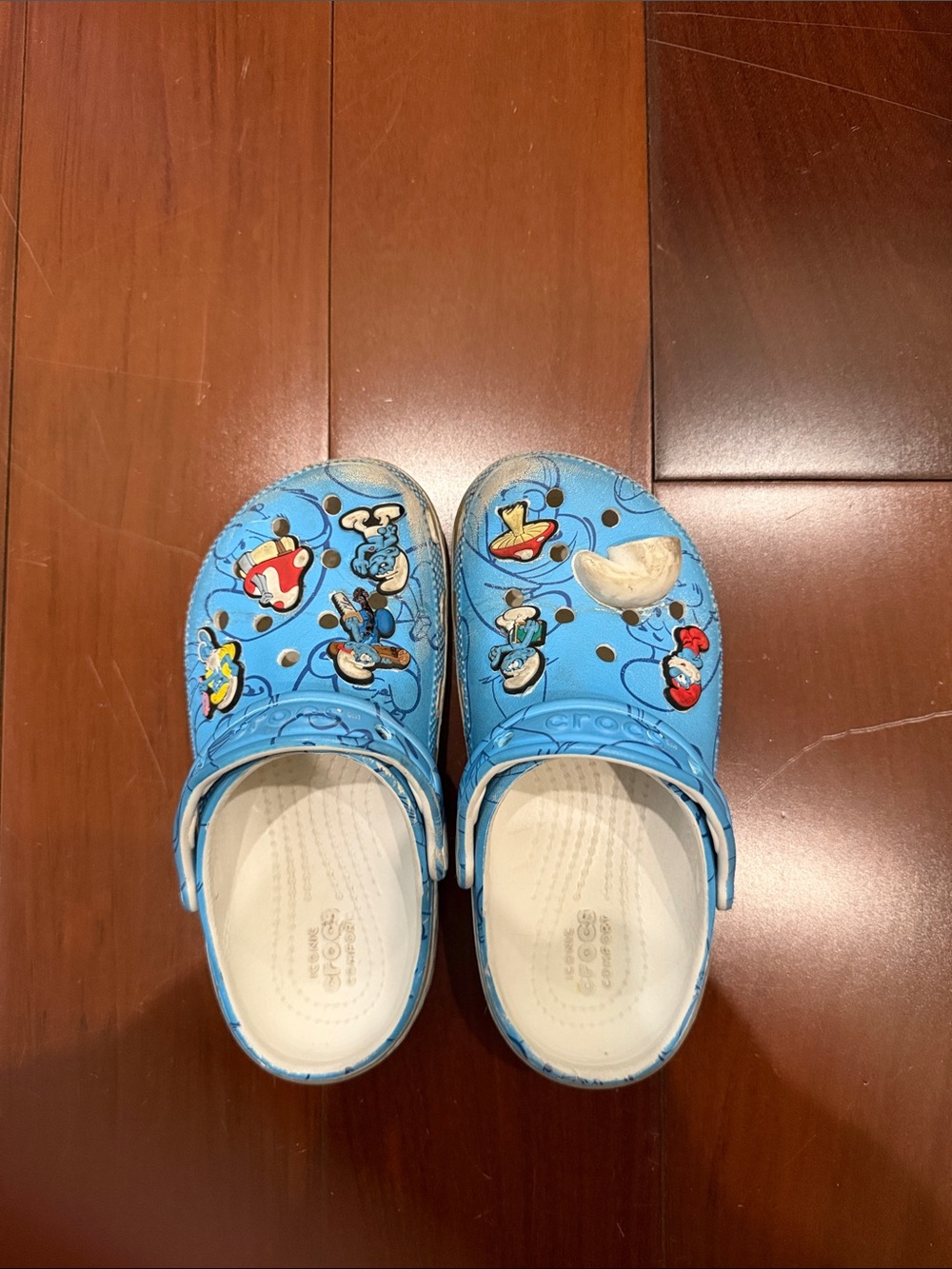 CROCS Kids Blue Cartoon-Print Clogs with Heel Strap